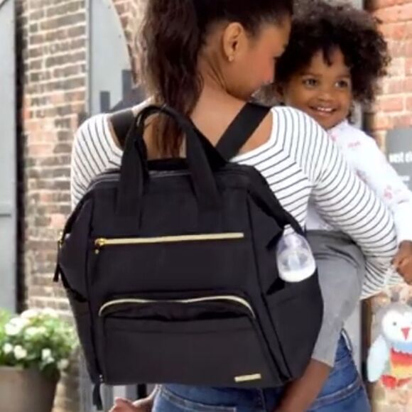 Pottery Barn Kids Skip Hop Mainframe Wide Open Backpack Diaper Bag Black - Picture 1 of 16